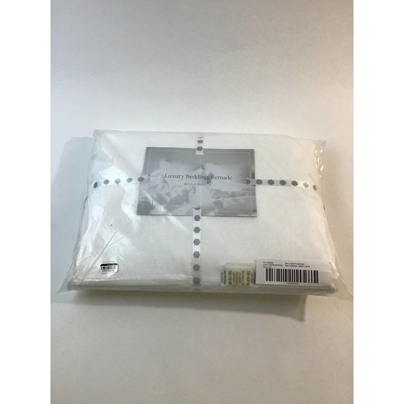 Boll & Branch Full Size Organic Cotton Sheet Set, White with Pewter Banding NEW - Picture 8 of 8